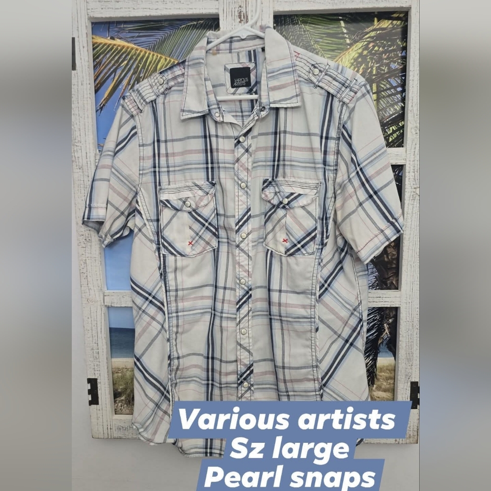 Various artists mens pearl snap shirt sz large